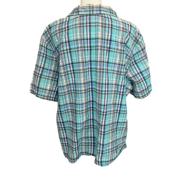 Cappagallo short sleeve button top womens XL blue plaid cotton y2k - Picture 2 of 14
